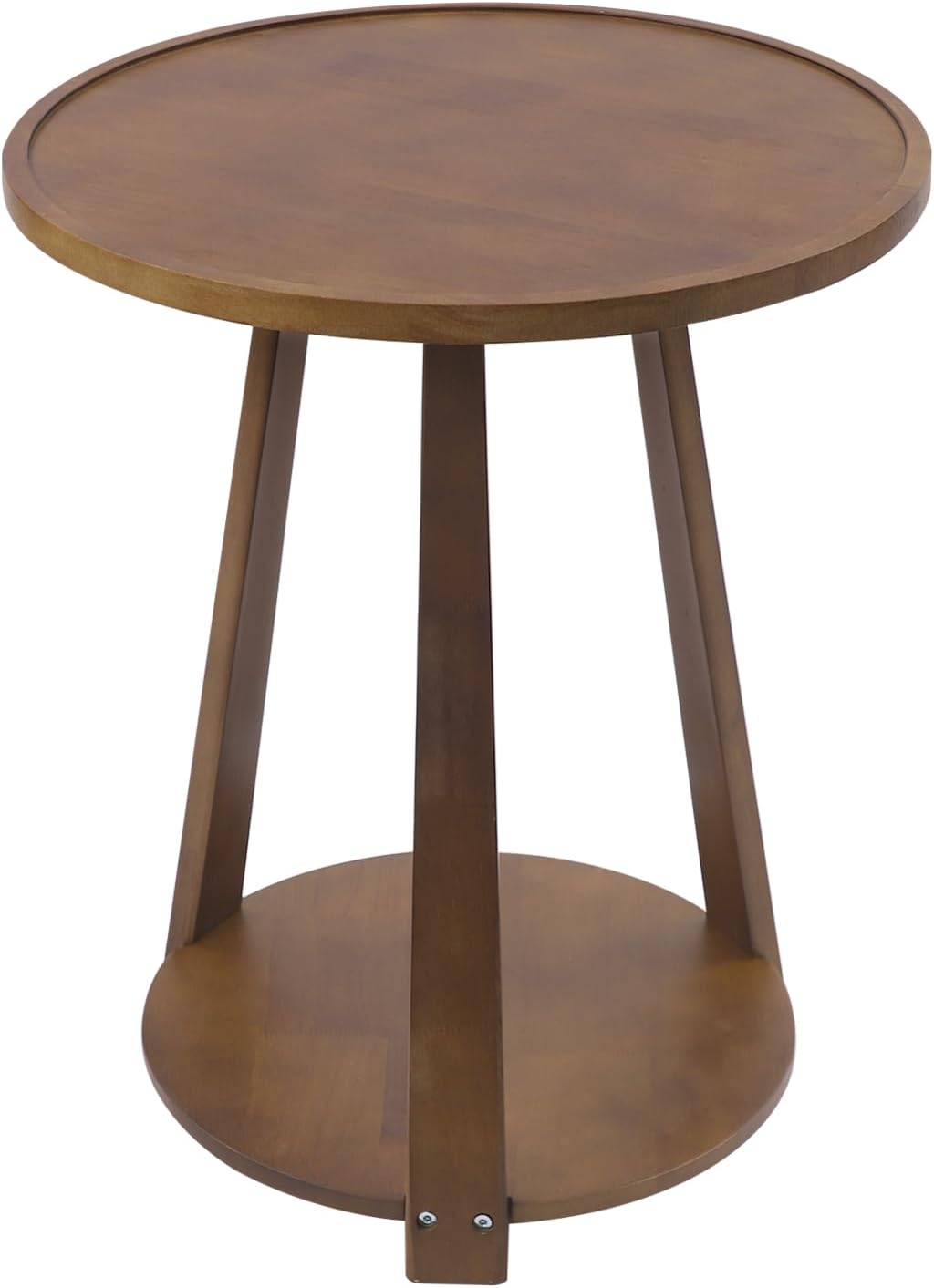 2-Tier Round Side Table - 20in Modern Solid Wood Small Round Table End Table for Small Spaces, Living Room, Bedroom
