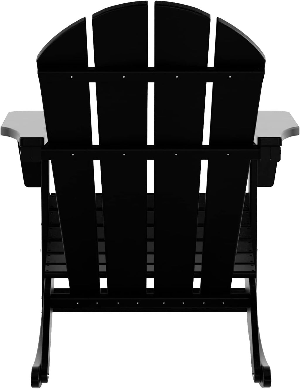 HDPE Laguna Outdoor Rocking Poly Adirondack Chair with Side Table 3-Piece Set, Black