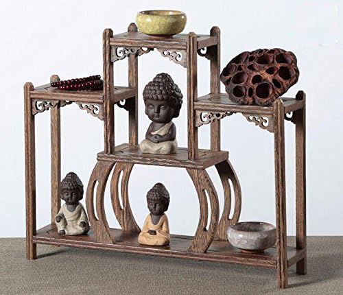 NWFashion Chinese Wooden Assemble Display Stand Symmetric Short Floor Curio Cabinets Shelf (3)
