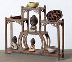 NWFashion Chinese Wooden Assemble Display Stand Symmetric Short Floor Curio Cabinets Shelf (3)