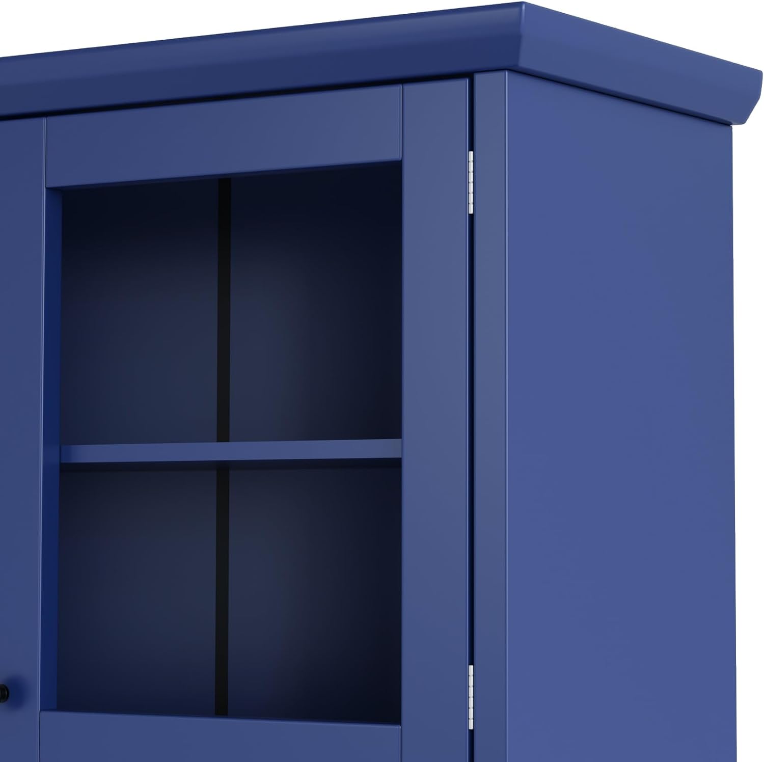 Farmhouse Freestanding Buffet with Hutch, Tall Kitchen Pantry with Wine Rack and Adjustable Shelves,for Dining Room (Blue-W)