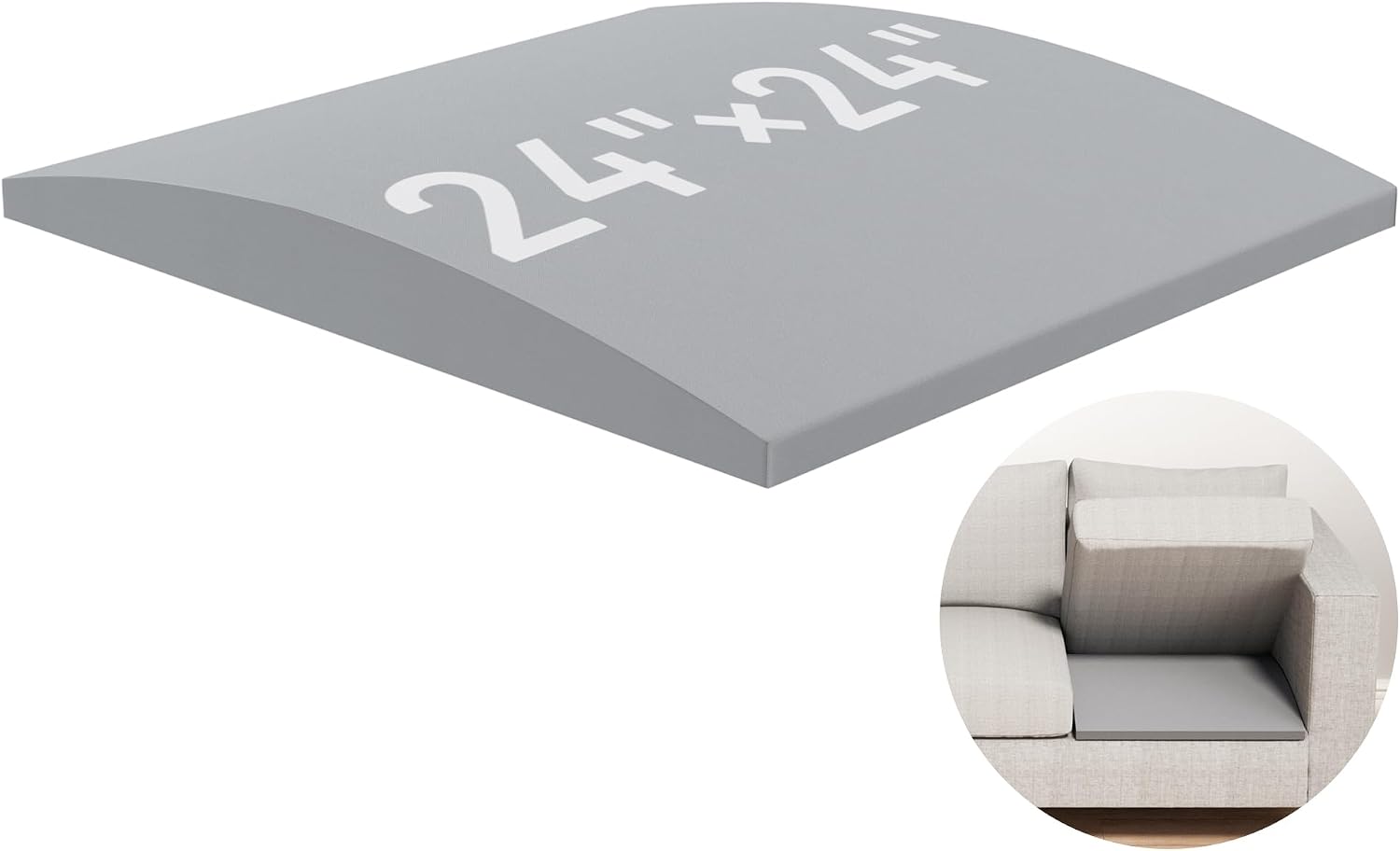 Upgraded Size Sofa Cushion Support, Couch Cushion Support for Sagging Couch Seat, Couch Replacement Insert, 24"x24"x2.4", High Density Foam Furniture Seat Sagging Repair, Trapezoid 40D, Grey Set of 1