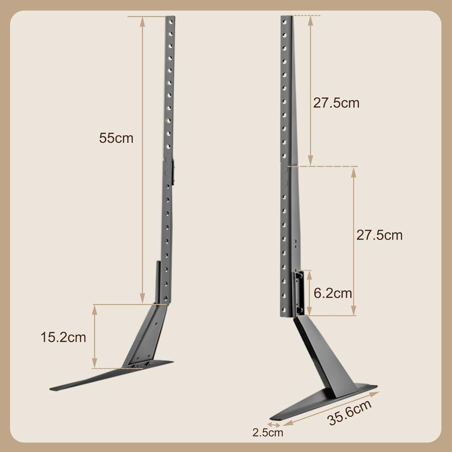 Universal TV Stand, Metal TV Legs for 20-65 inch LCD/LED/OLED/Plasma Flat&Curved Screen TV Height Adjustment with VESA 75x75mm to 800x500mm Max ML1760