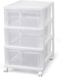 Iris Ohyama NSCLZ503 Closet Chest, White/Clear, Clothes Case, Storage Storage, Plastic, Chest, 3 Tiers, With Wheels