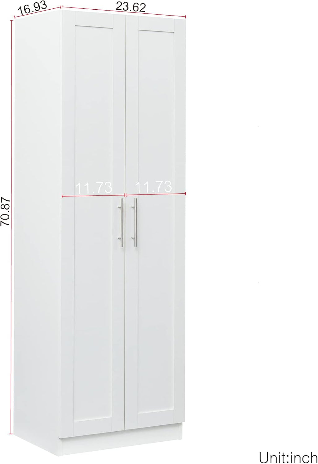 LUMISOL High Kitchen Pantry Cabinet with 2 Doors, Buffet Cupboards Sideboard with 3 Shelves, Kitchen Hutch for Living Room Dining Room, White