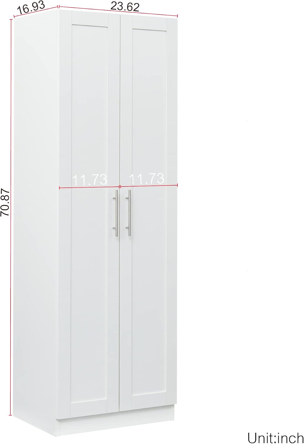 LUMISOL High Kitchen Pantry Cabinet with 2 Doors, Buffet Cupboards Sideboard with 3 Shelves, Kitchen Hutch for Living Room Dining Room, White