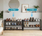Garden 4 you Shoe Rack - Expandable Shoe Organizer for Closet, Metal Shoe Shelf Organizer, Stackable Adjustable Shoe Storage Shelf for Entryway, Garage, Door Entrance (3-Tier)