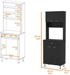 lapday Bay Area Pantry with 2 Door Cabinets, 1 Drawer, 4 Adjustable Metal Legs, for Living Room,Dining Room(13.90"×23.60"×66.50"). (Black)