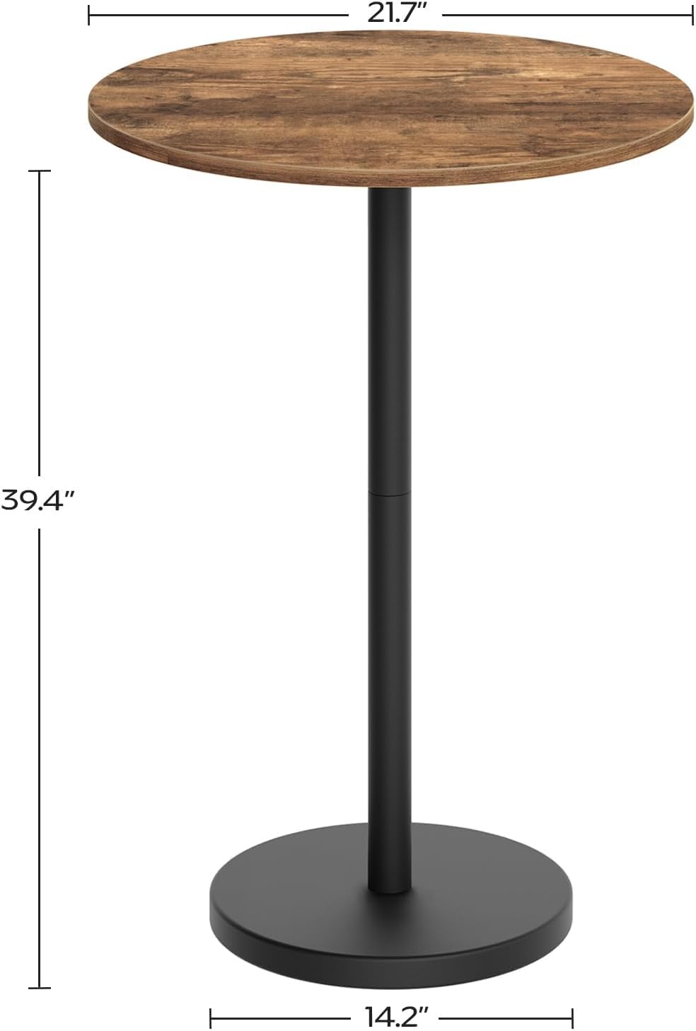YATINEY Bar Table, Round Bar Table Set of 2, Counter Height Table, Pub Cocktail Table, Metal Frame, for Bistro, Dining Room, Living Room, Terrace, Rustic Brown and Black BT05L2BRY1