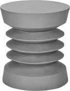 Round Magnesium Oxide Accent Side Table, 24.75" H Modern Grey End Table, Indoor & Outdoor Versatile Nightstand for Living Room Bedroom Patio