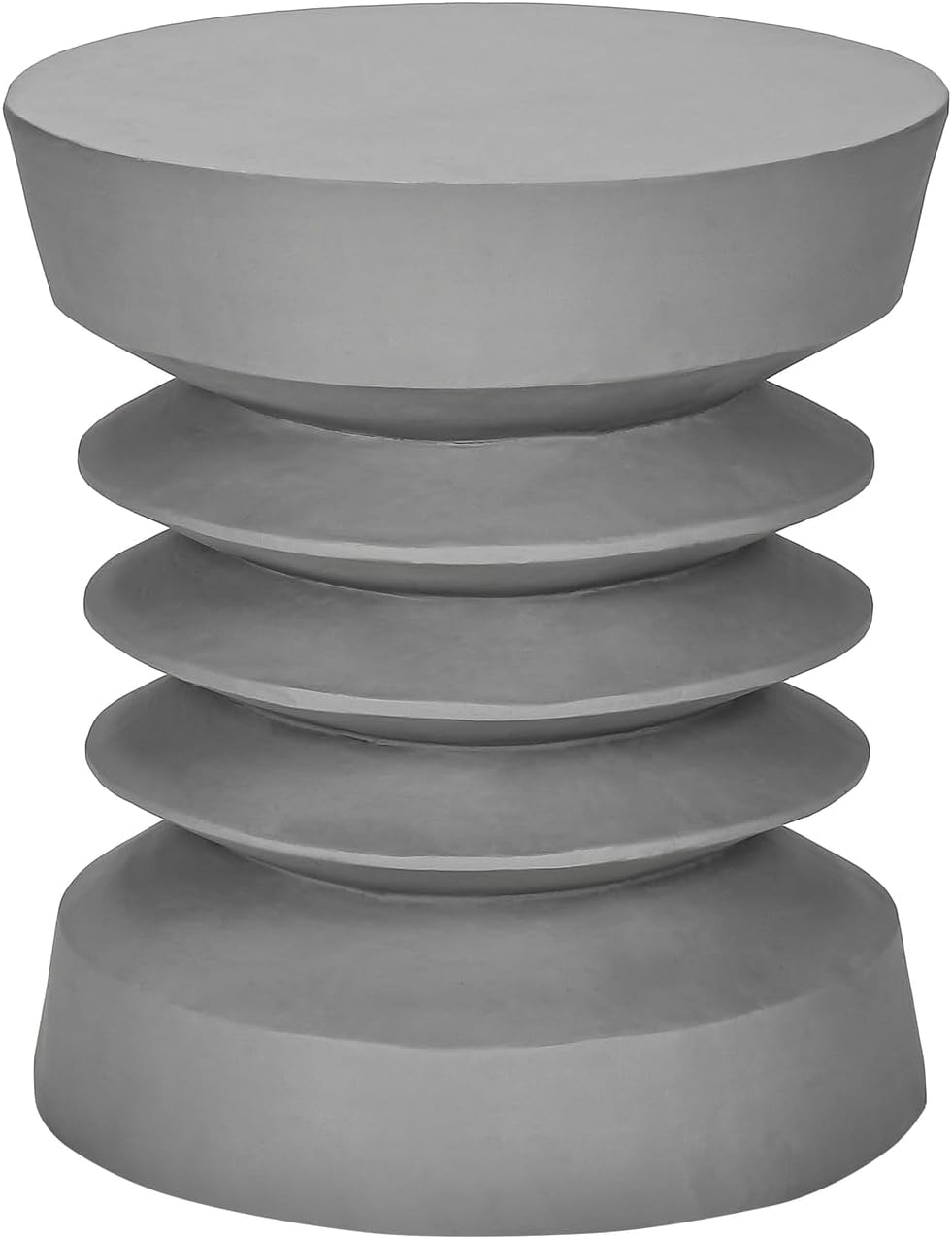 Round Magnesium Oxide Accent Side Table, 24.75" H Modern Grey End Table, Indoor & Outdoor Versatile Nightstand for Living Room Bedroom Patio