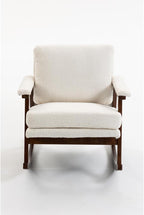 Rocking Chair for Nursery, Mid Century Modern Accent Chair with Comfort Backrest and Cushion, Cozy Reading Chair with Solid Rubberwood Frame for Living Room, Bedroom and Sunroom