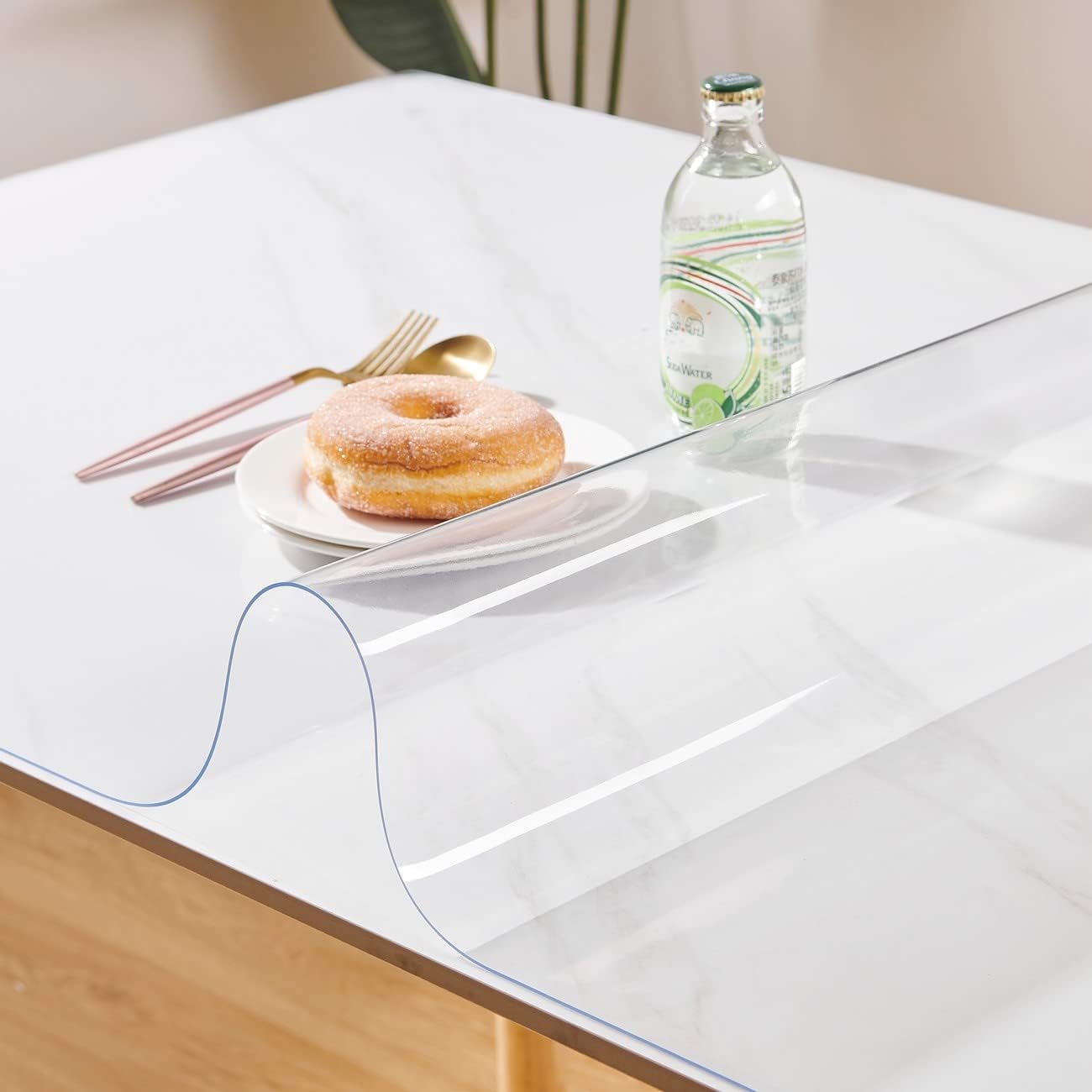 Clear Table Cover Protector 24 x 48 Inch, 1.5mm Thick Plastic Desk Protector Mat, Rectangular Waterproof PVC Placemats, Transparent Mat for Desktop, Dining Room Table, Office Writing Desk