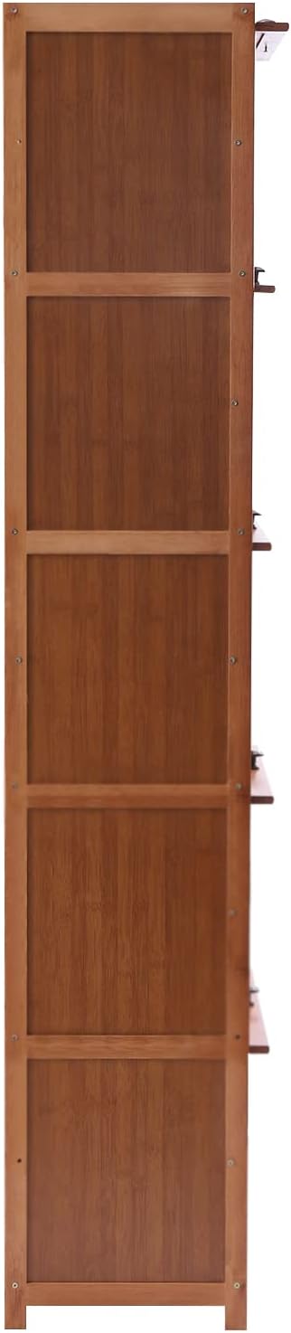 10-Tier Tall Bamboo Shoe Storage Cabinet, 67.72In Removable Freestanding Shoes Storage Cabinet with 5 Doors, 20 Pairs Sneakers Rack Organizer for Entryway Office Living Room, Brown