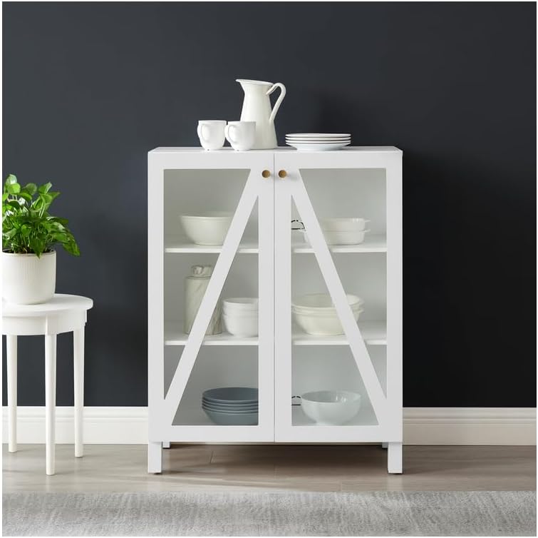 HomeStock Stackable Pantry Cabinet - Kitchen Storage Organizer - 16" D x 60.5" W x 38" H - White