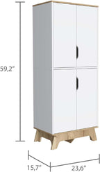 Zurich Double Kitchen Pantry, Double Door Cabinet, Four Shelves