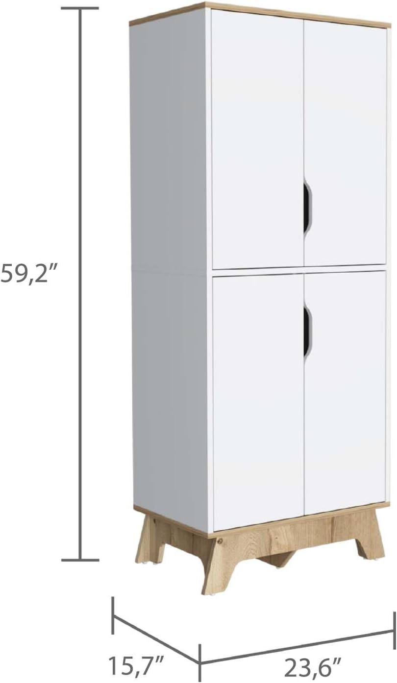 Zurich Double Kitchen Pantry, Double Door Cabinet, Four Shelves