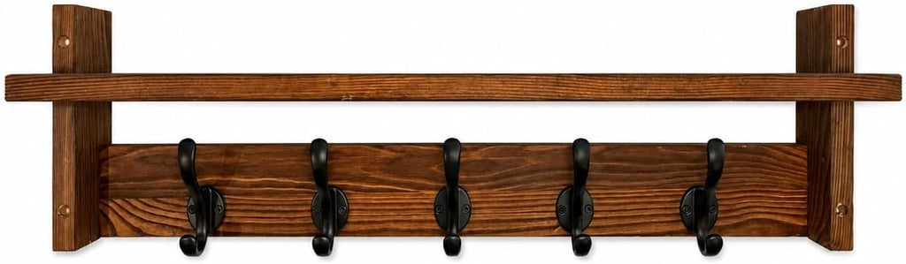 29" Coat Rack Wall Mount with Shelf, Entryway Wall Hooks with Shelf, Coat Hangers for Bathroom, Living Room, Bedroom