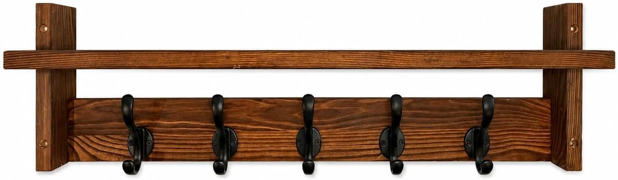 29" Coat Rack Wall Mount with Shelf, Entryway Wall Hooks with Shelf, Coat Hangers for Bathroom, Living Room, Bedroom