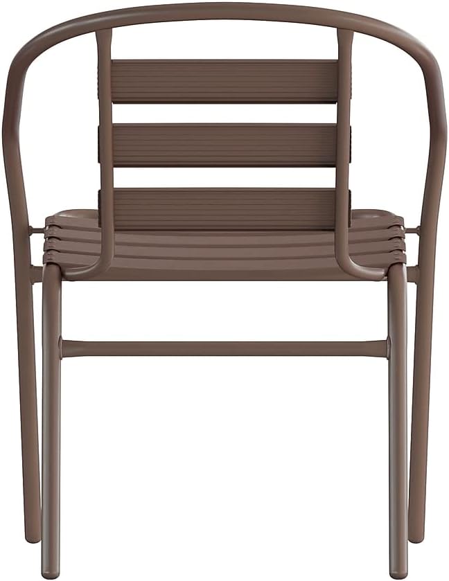 Flash Furniture Lila Bronze Metal Restaurant Stack Chair with Metal Slats