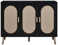Sideboard - Kitchen Buffet Cabinet with Rattan Decorated Doors, Accent Cabinets with Doors, Coffee Bar Cabinets Rattan Sideboard Buffet Cabinet