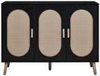 Sideboard - Kitchen Buffet Cabinet with Rattan Decorated Doors, Accent Cabinets with Doors, Coffee Bar Cabinets Rattan Sideboard Buffet Cabinet