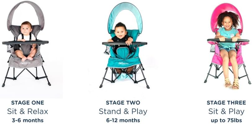 Baby Delight Go with Me Venture Portable Chair Bundle with Sun Canopy | for Indoor & Outdoor Use | 3 Growth Stages | Teal & Moss Bud Green