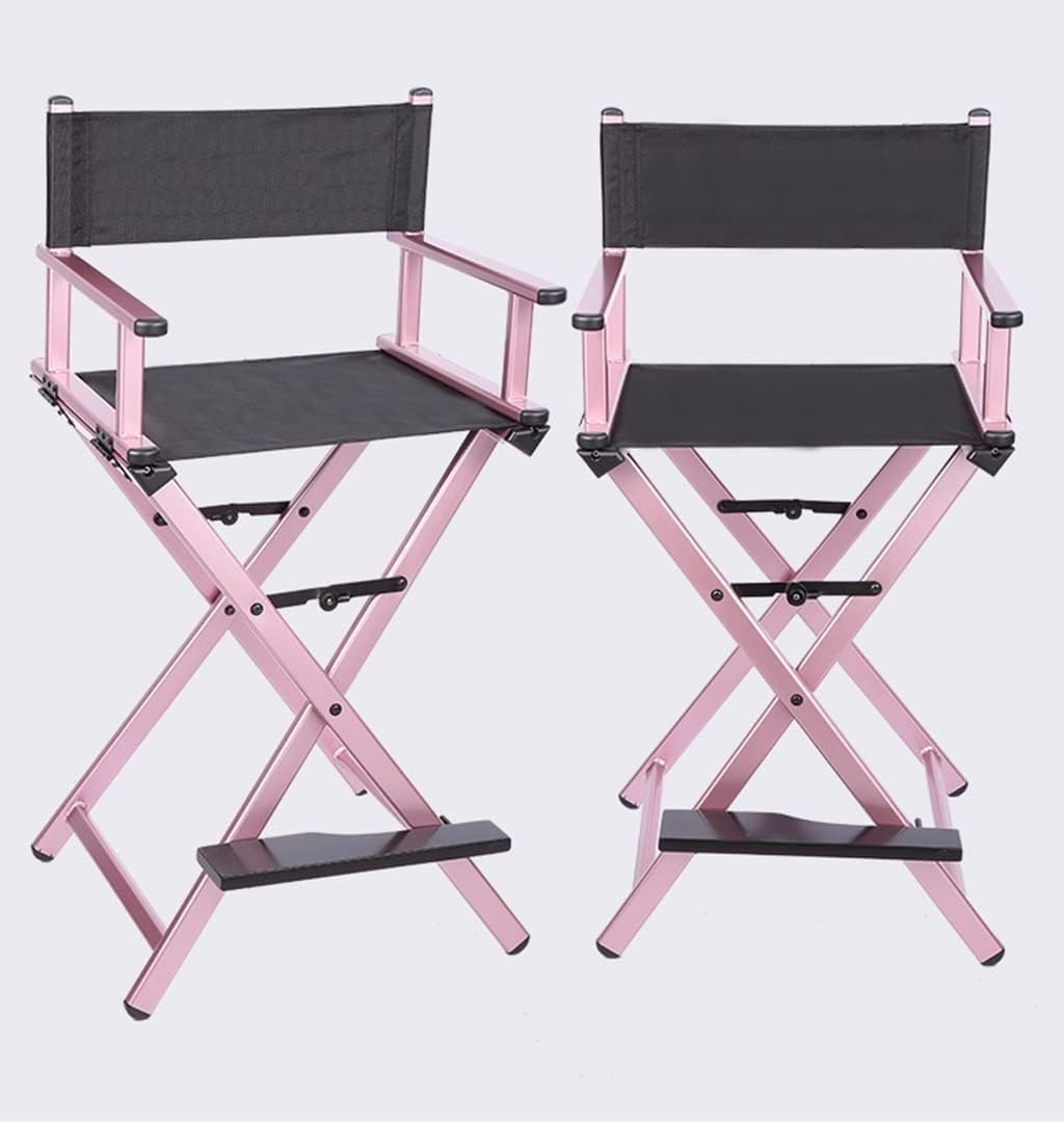 Professional Makeup Artist Folding Director's Chair with Aluminum Frame(Pink)