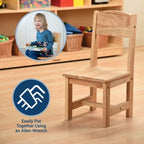 Constructive Playthings KRP-110 Classic Rubberwood Chair for Preschool and Classroom Seating, 10", Durable Classroom Furniture for Schools, Daycares & Learning Spaces