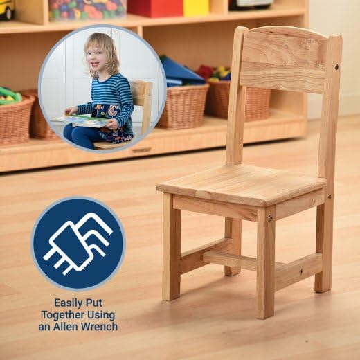 Constructive Playthings KRP-110 Classic Rubberwood Chair for Preschool and Classroom Seating, 10", Durable Classroom Furniture for Schools, Daycares & Learning Spaces