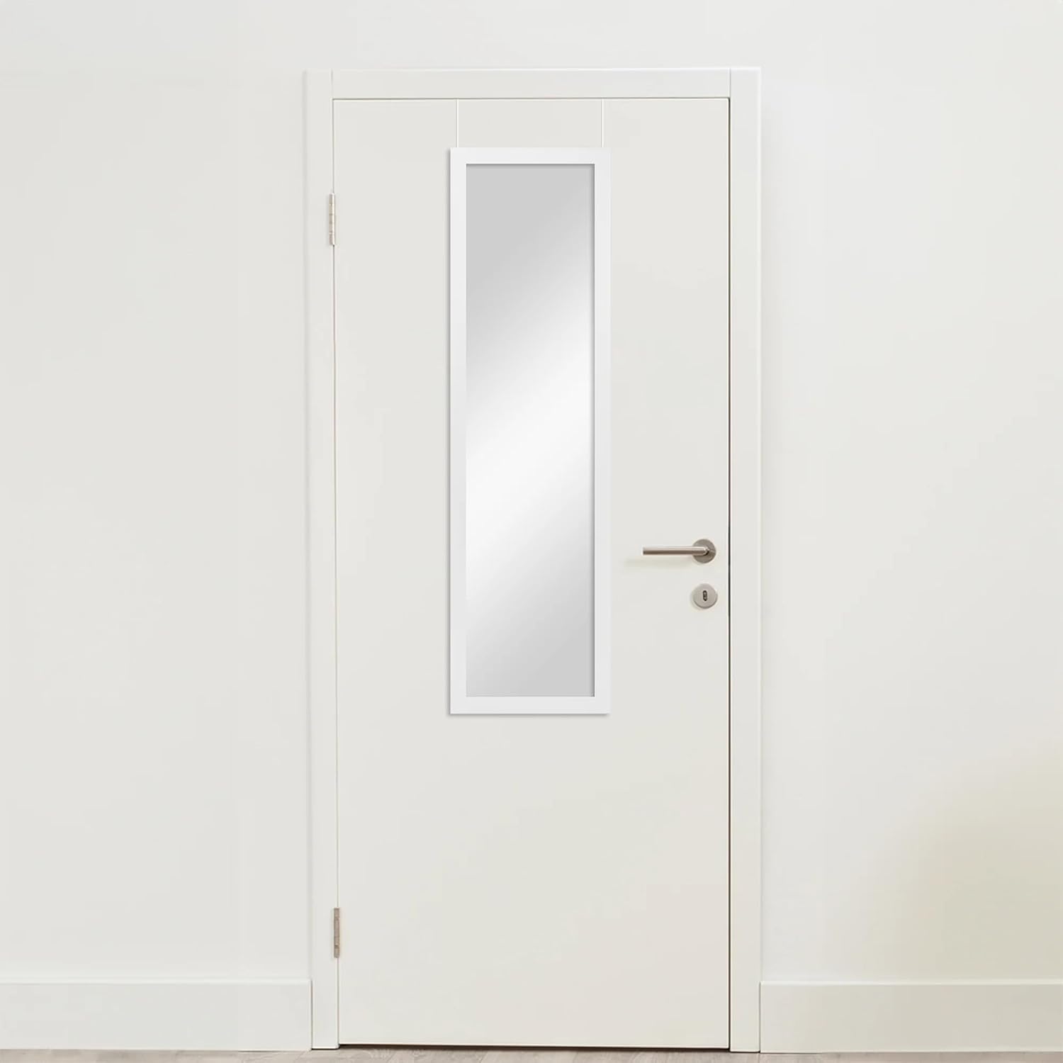 50"x14" Door Mirror, Full Length Wall Mounted, Over The Door Mirror, Full Body, Hanging Rectangle-White