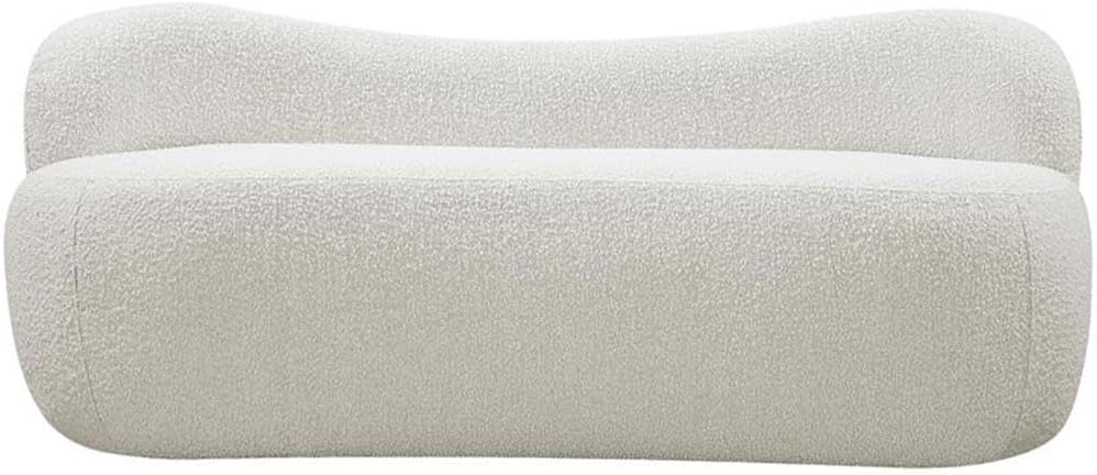 Meridian Furniture 119Cream Flair Collection Modern | Contemporary Boucle Fabric Upholstered Bench with Curved Back Design, Cream, 62" W x 23" D x 24" H