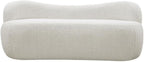 Meridian Furniture 119Cream Flair Collection Modern | Contemporary Boucle Fabric Upholstered Bench with Curved Back Design, Cream, 62" W x 23" D x 24" H