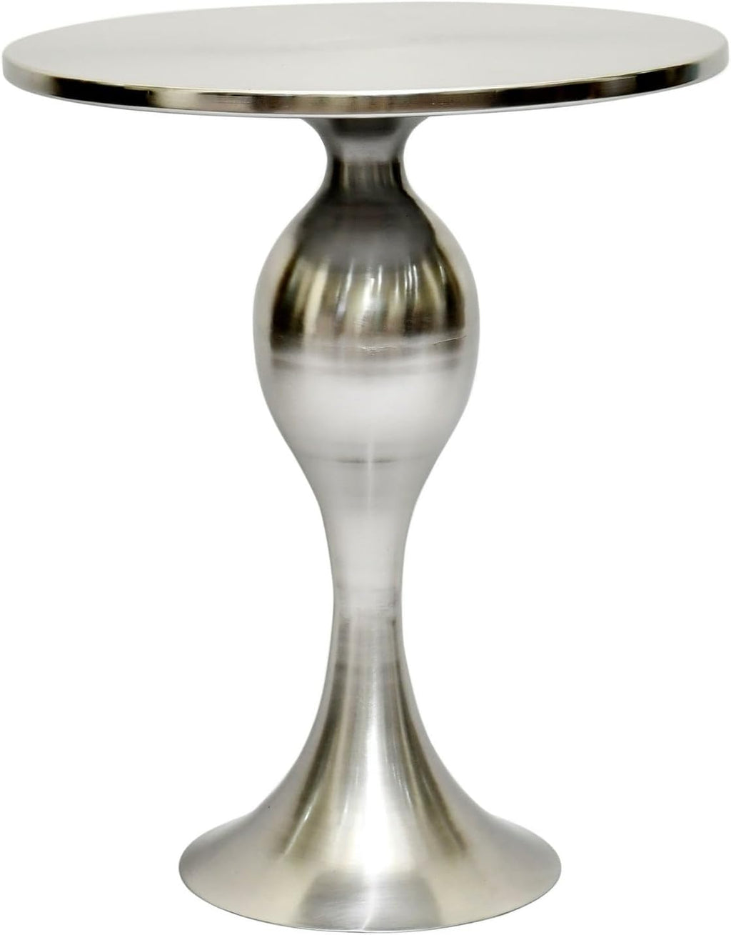 Sculptural Pedestal Polished Nickle Side Table