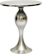 Sculptural Pedestal Polished Nickle Side Table