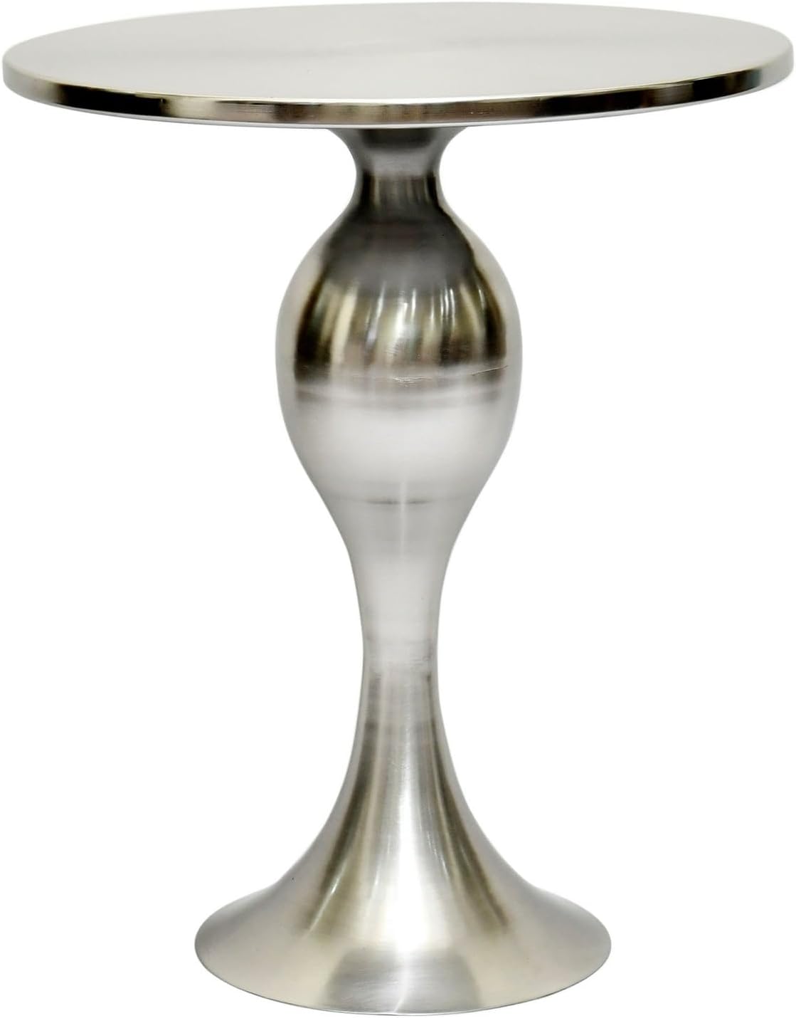 Sculptural Pedestal Polished Nickle Side Table