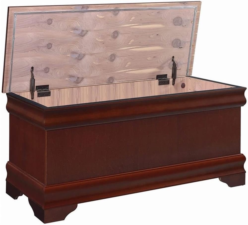 BOWERY HILL Traditional Wood Cedar Blanket Chest, Warm Brown Finish, 47" W x 17" D x 20" H, Cedar-Lined Interior, Solid Pattern, Versatile Storage for Hallway or Master Suite