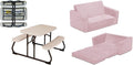 Lifetime 280094 Kid's Picnic Table, Size 1, Almond and Delta Children Serta Perfect Sleeper Extra Wide Convertible Sofa to Lounger, Comfy 2-in-1 Flip Open Couch/Sleeper for Kids, Pink
