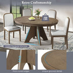 Bellemave 42"-58" Extendable Dining Table for 4-6, Farmhouse Round Kitchen Table with Removable Leaf and Crossed Legs for Kitchen, Dining Room (Espresso)