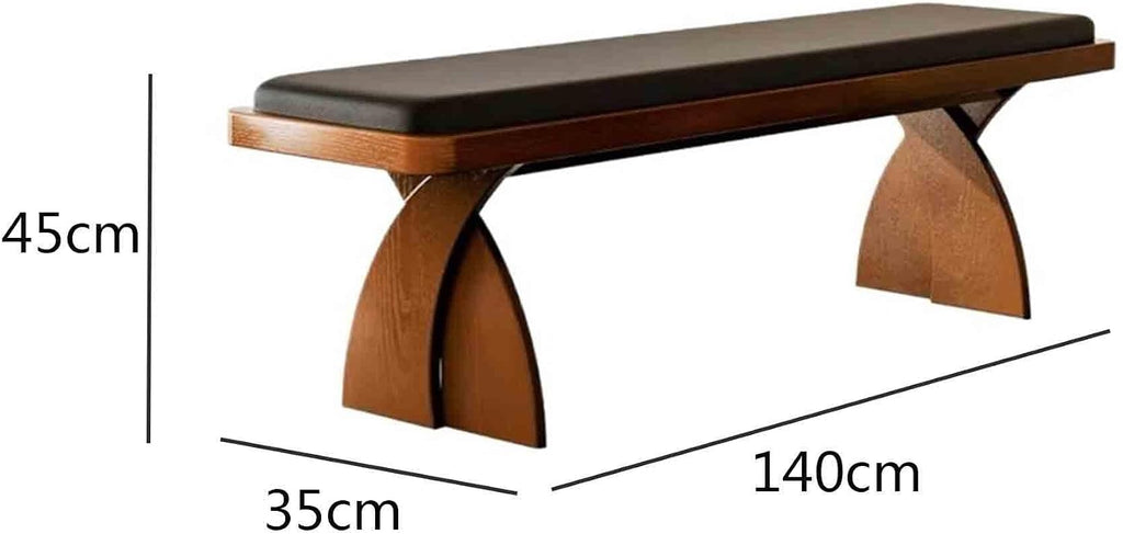Modern Wooden Long Bench at The Foot of The Bed in The Bedroom Dressing Room or Home Use Leather Shoe Changing Entryway(Medium)