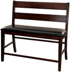 Lexicon Mantello 25.5" Seat Height Contemporary Classic Wood Frame & Faux Leather Upholstered Dining Bench in Cherry/Dark Brown Finish