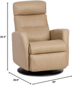 IMG Divani RG 225 Medium Glider Relaxer Rocking Recliner Swivel Chair - Trend Sand Leather Manual Recline - Adjustable Headres