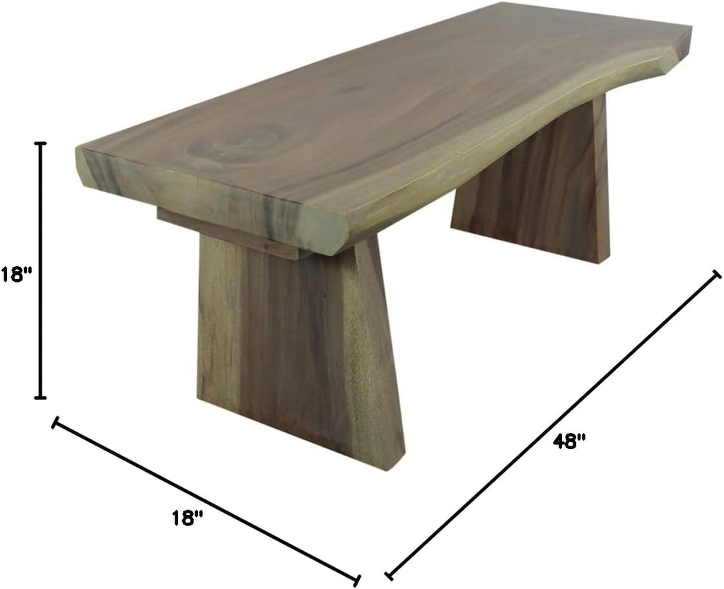 Haussmann Natural Edge Bench 48 in x 17-20 x 18 in H KD Agate Grey