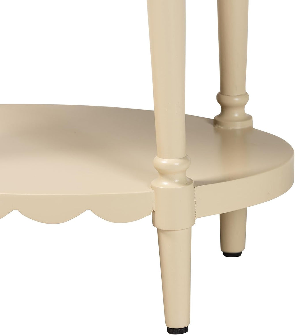 Bali & pari Liba End Table - 1-Drawer Accent Table with Scalloped Detailing and Open Shelf Storage for Hallway, Entryway, and Living Room