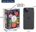 Ceramic Book Vase for Flowers, Home Decor, Cute Bookshelf Accent, Lovers Gifts, Unique Home/Bedroom/Office Decor (Small - Secret Garden)