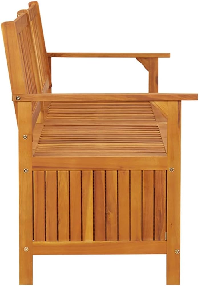 Solid Wood Outdoor Storage Bench, Wooden Deck Box with Seating & Armrest, Patio Organizer with Seat for Garden Porch Deck Backyard Poolside,-910