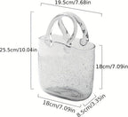 Glass Purse Vase, Handbag-Shaped Flower Vase with Handle, Clear Glass Vases for Home Décor, Weddings, Events, Office, or Table Centerpieces