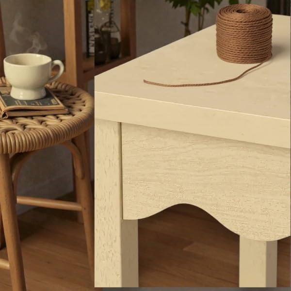 Natural Wavy Accent Side Table, Modern Sculptural End Table with Two-Tone Wood Finish, Small Square Nightstand for Living Room, Bedroom, Plant Stand & Small Spaces, 24 Inch