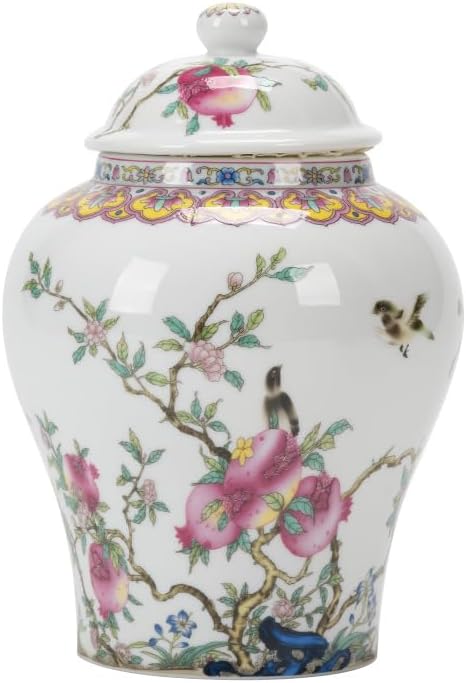 fanquare Porcelain Airtight Canister for Loose Tea Vintage Chinese Ripe Peach Style Ceramic Spice Jar Kitchen Storage Caddy Large Sugar Jar, Vase for Décor | Kitchen Storage Caddy for Loose Tea, Ceramic Spice Jar, Large Sugar Jar, Vase for Décor