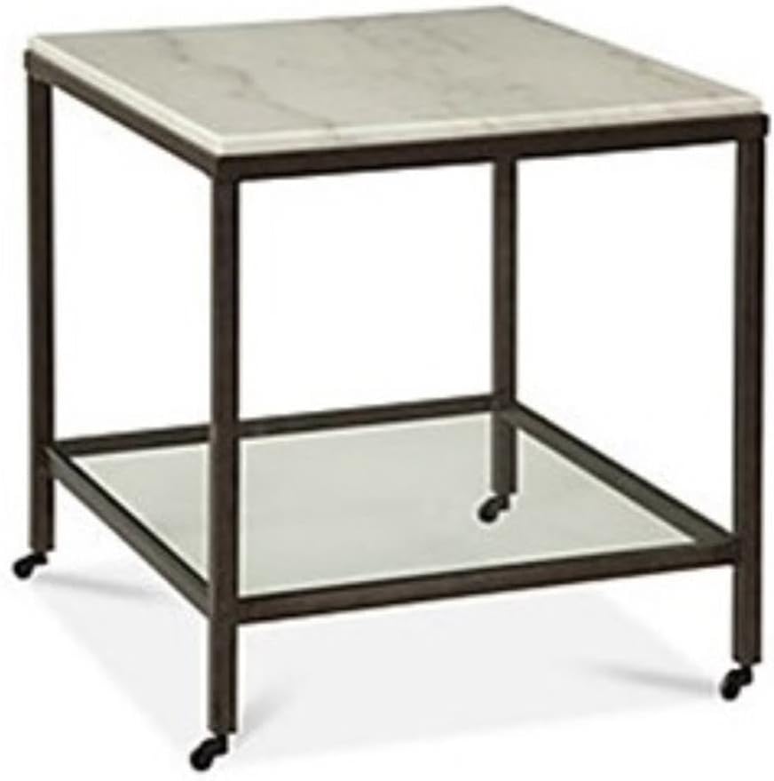 Home Square Set of 2 Marble Rectangular End Tables in Bronze